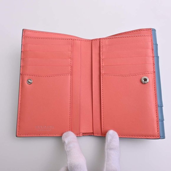 BVLGARI Serpenti Forever Leather Bifold Wallet Blue Ladies - Picture 5 of 10